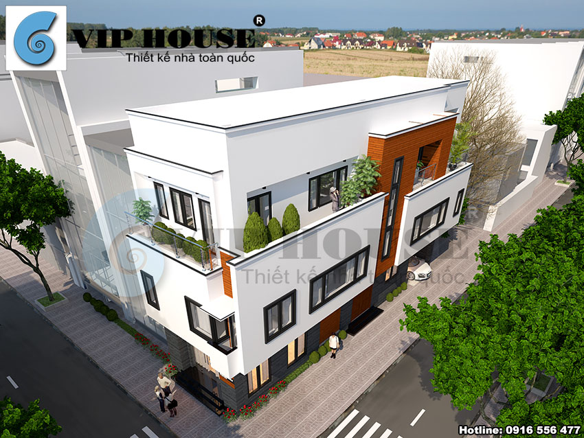 Thiết kế nhà phố hiện đại 2 mặt tiền 3 tầng tại Ninh Bình
